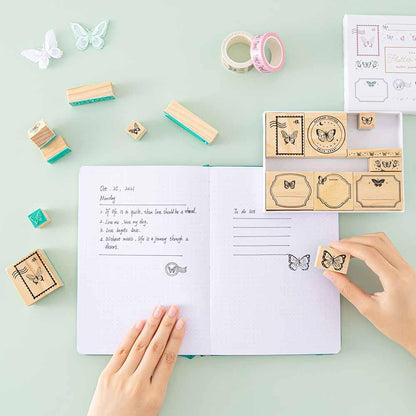 Tsuki ‘Flutter + Dream’ Bullet Journal Stamp Set by Notebook Therapy x Pelinkan ☾