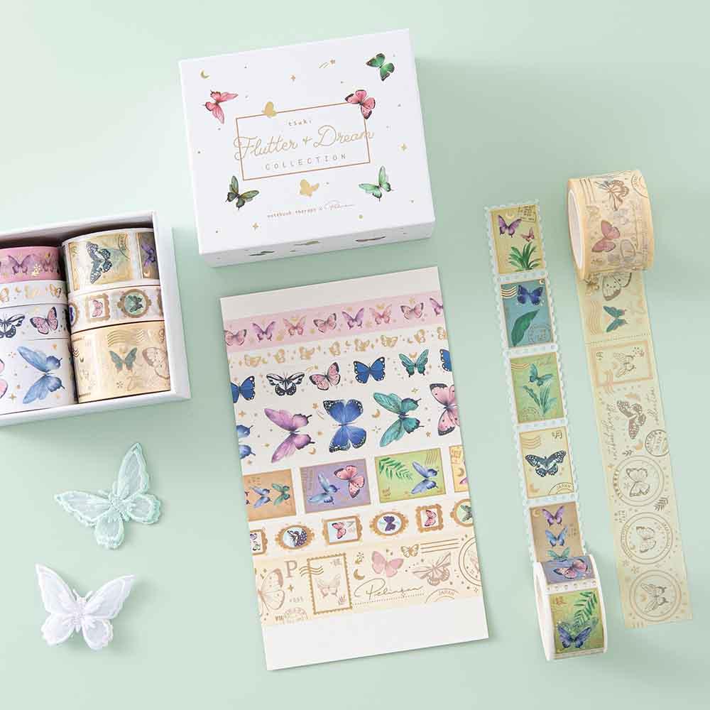 Tsuki ‘Flutter + Dream’ Washi Tape Set by Notebook Therapy x Pelinkan ☾