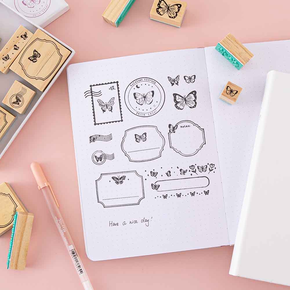 Tsuki ‘Flutter + Dream’ Bullet Journal Stamp Set by Notebook Therapy x Pelinkan ☾