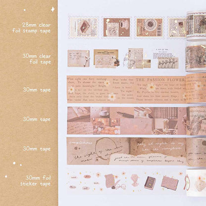 Tsuki ‘Light Academia’ Washi Tape Set ☾