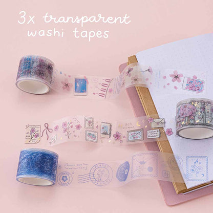 Tsuki ‘Sakura Journey’ Vintage Journal Washi Tape Set ☾